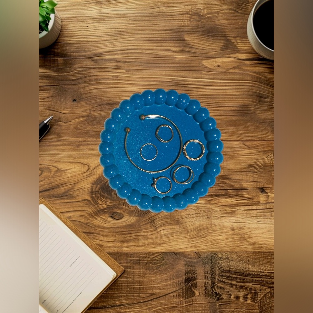 New blue handmade trinket tray dish holder 💙